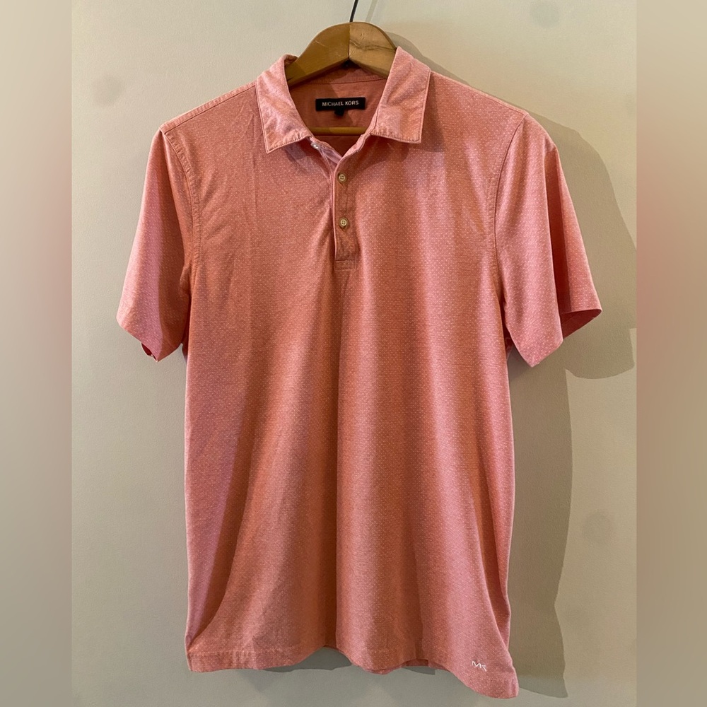 Michael Kors Men's Polo in Soft Pink with white dots